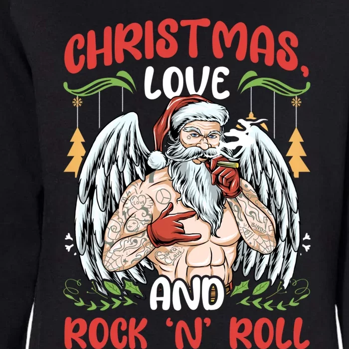 Heavy Hard Metal Santa Christmas Love And Rock N Roll Cute Gift Womens California Wash Sweatshirt