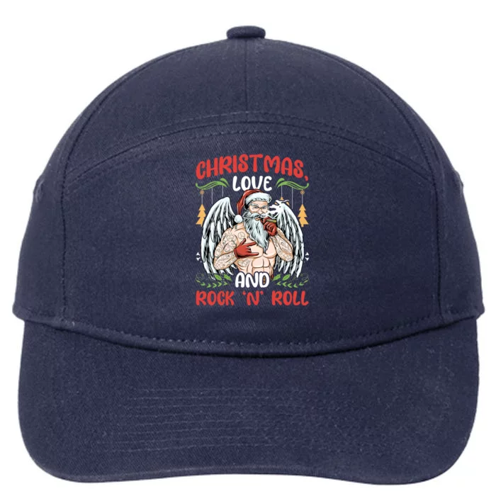 Heavy Hard Metal Santa Christmas Love And Rock N Roll Cute Gift 7-Panel Snapback Hat