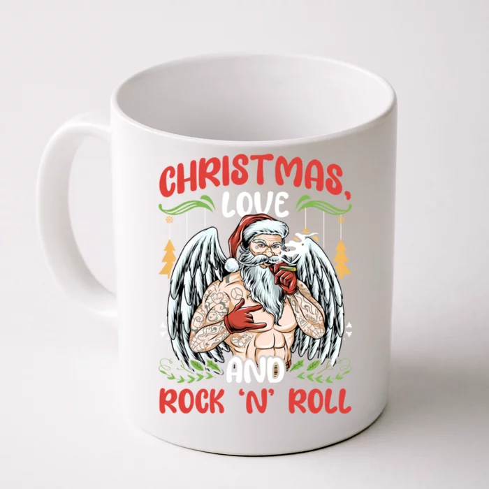 Heavy Hard Metal Santa Christmas Love And Rock N Roll Cute Gift Front & Back Coffee Mug