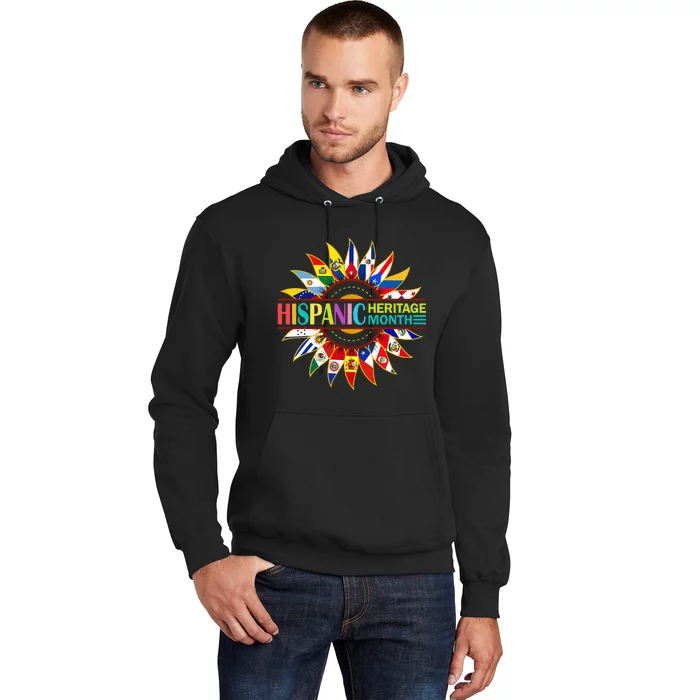 Hispanic Heritage Month Latino Countries Flags Sunflower Hoodie