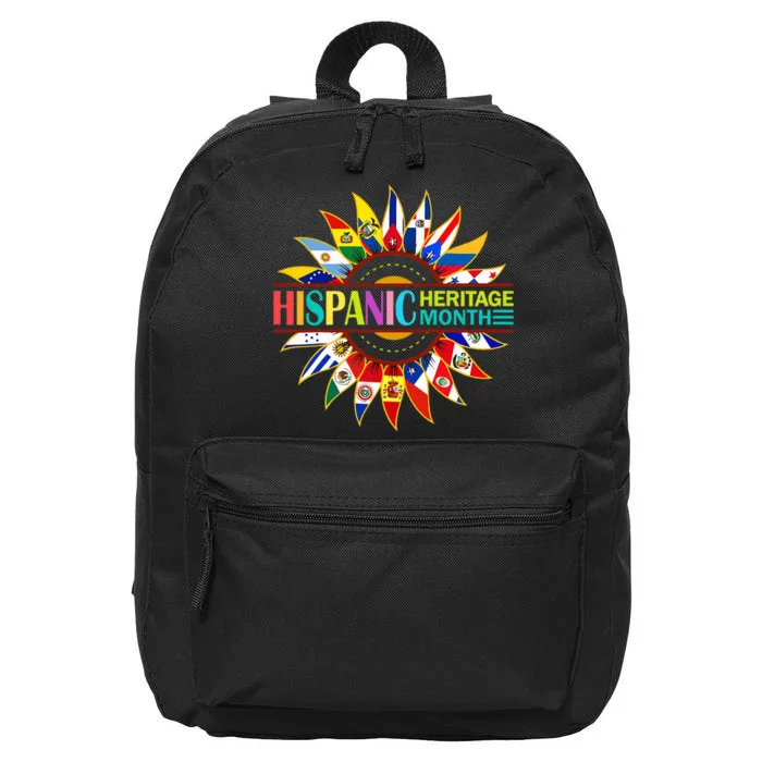 Hispanic Heritage Month Latino Countries Flags Sunflower 16 in Basic Backpack