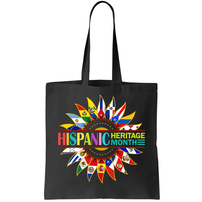 Hispanic Heritage Month Latino Countries Flags Sunflower Tote Bag