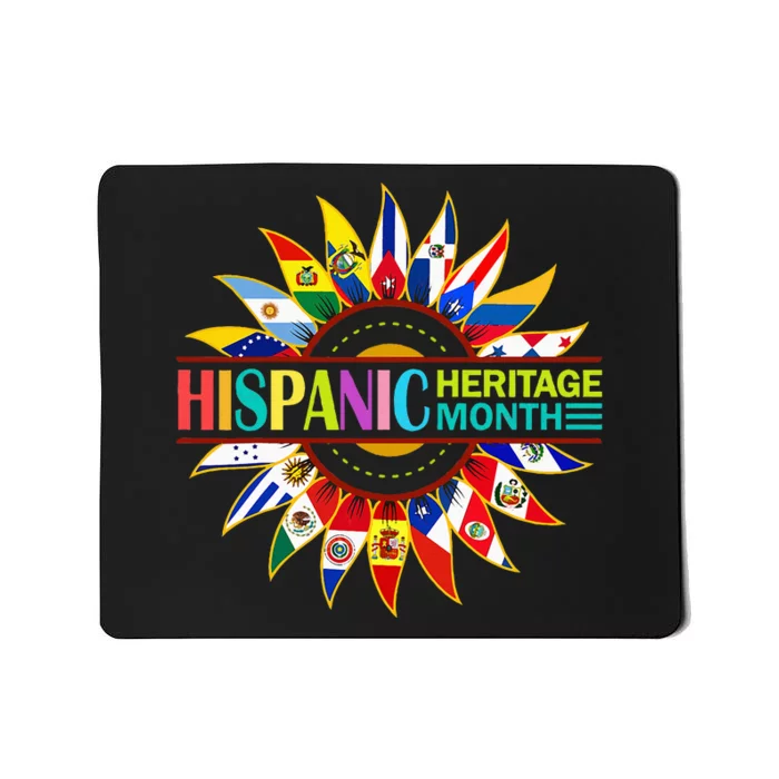 Hispanic Heritage Month Latino Countries Flags Sunflower Mousepad