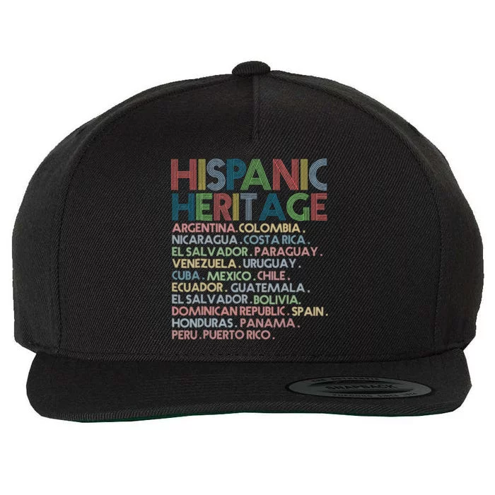 Hispanic Heritage Month 2023 Latino All Countries Names Wool Snapback Cap