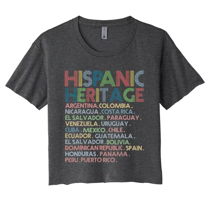 Hispanic Heritage Month 2023 Latino All Countries Names Women's Crop Top Tee