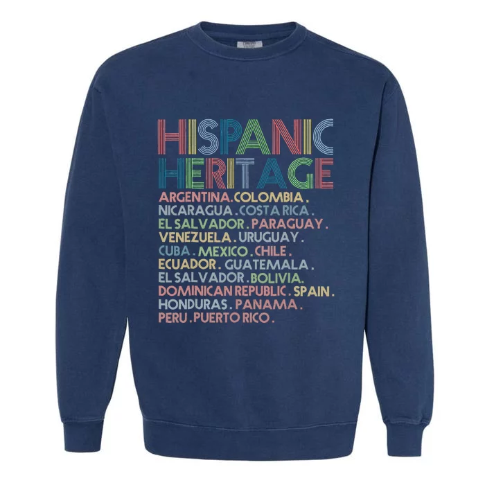 Hispanic Heritage Month 2023 Latino All Countries Names Garment-Dyed Sweatshirt