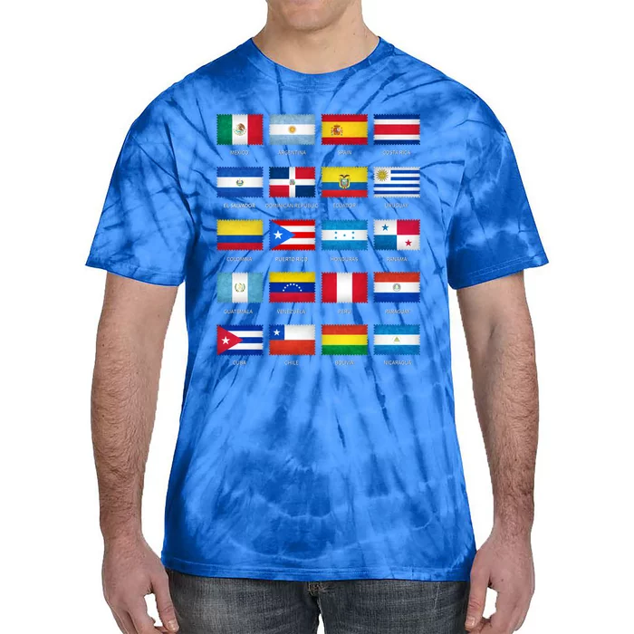 Hispanic Heritage Month Latino All Countries Flags Gift Tie-Dye T-Shirt