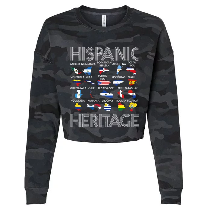 Hispanic Heritage Month Latino Countries Names Maps Cropped Pullover Crew