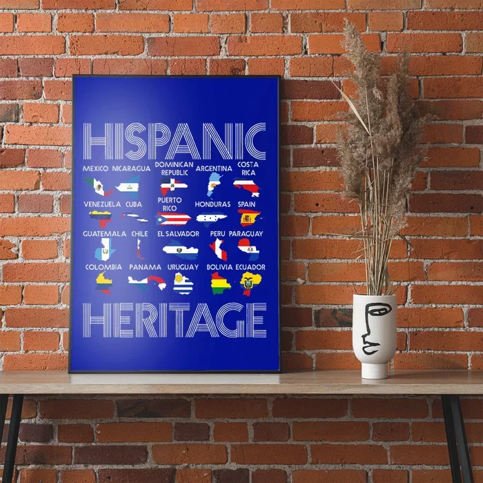 Hispanic Heritage Month Latino Countries Names Maps Poster