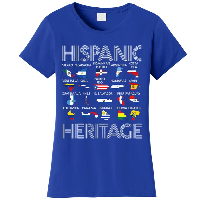 Hispanic Heritage Month Latino Countries Names Maps Women's T-Shirt