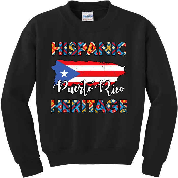 Hispanic Heritage Month Puerto Rico Rican Flag Boricua Kids Sweatshirt