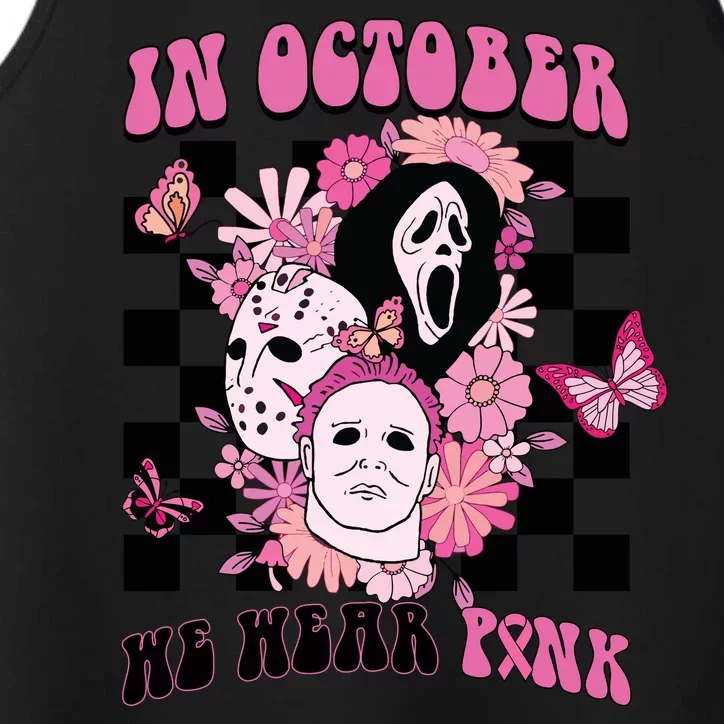 Halloween Horror Movie Characters Breast Cancer Performance Tank