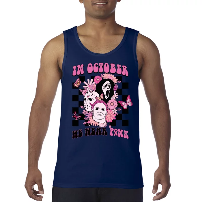 Halloween Horror Movie Characters Breast Cancer Tank Top