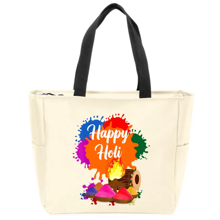 Happy Holi Men Women Family Cool Holi Festival Outfit Zip Tote Bag