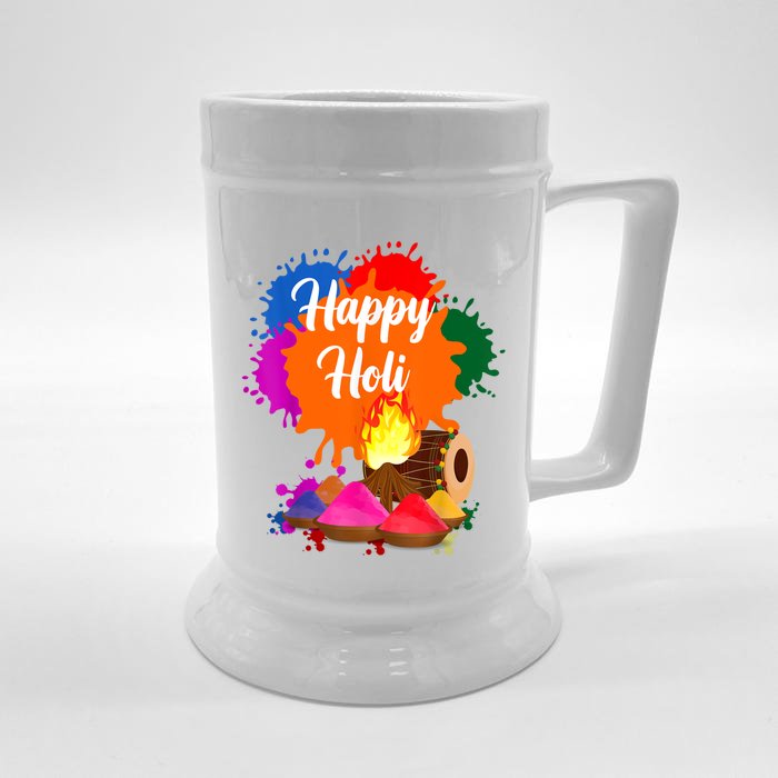 Happy Holi Men Women Family Cool Holi Festival Outfit Front & Back Beer Stein