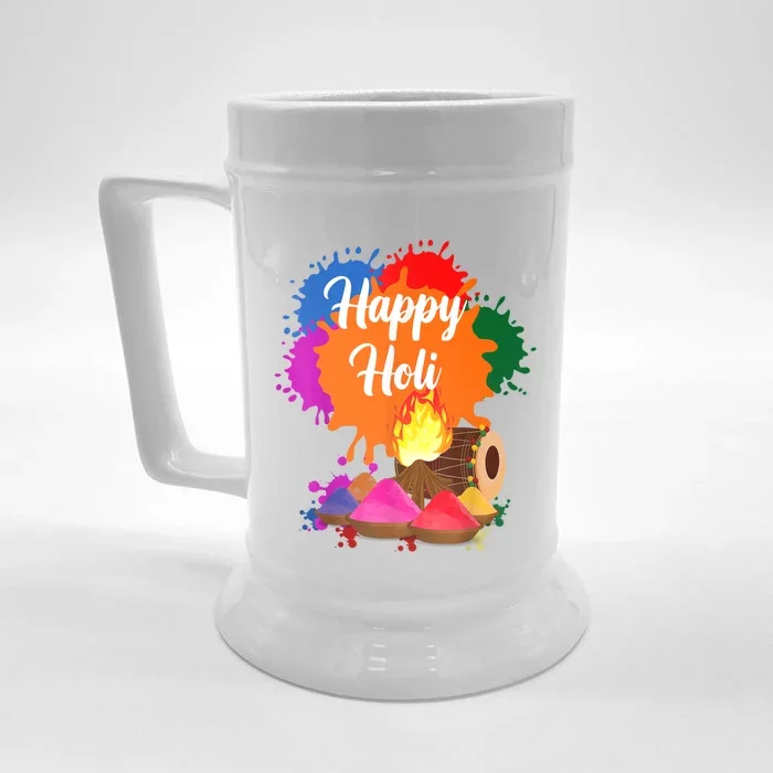 Happy Holi Men Women Family Cool Holi Festival Outfit Front & Back Beer Stein