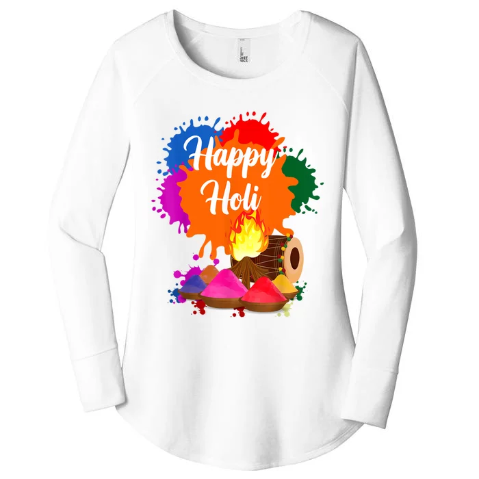 Happy Holi Men Women Family Cool Holi Festival Outfit Women's Perfect Tri Tunic Long Sleeve Shirt