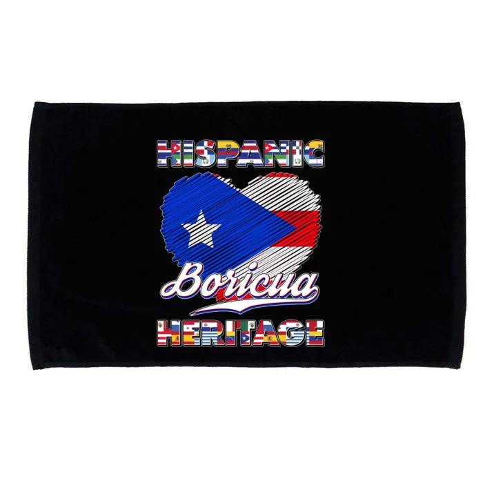 Hispanic Heritage Month Boricua Puerto Rico Flag Microfiber Hand Towel