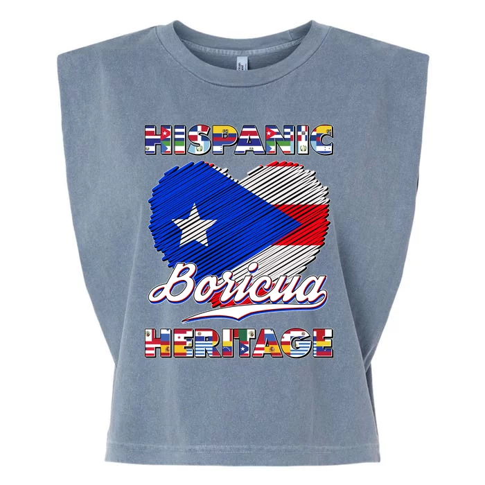 Hispanic Heritage Month Boricua Puerto Rico Flag Garment-Dyed Women's Muscle Tee