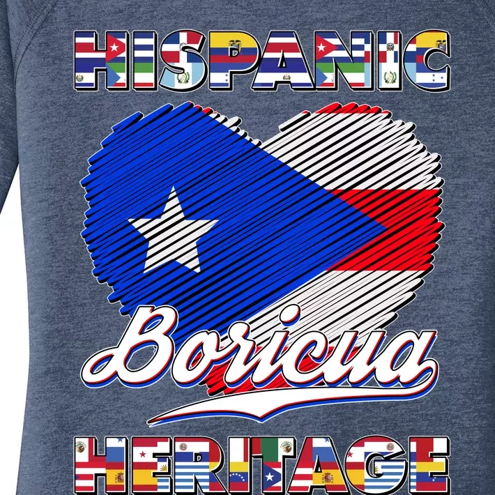 Hispanic Heritage Month Boricua Puerto Rico Flag Women's Perfect Tri Tunic Long Sleeve Shirt