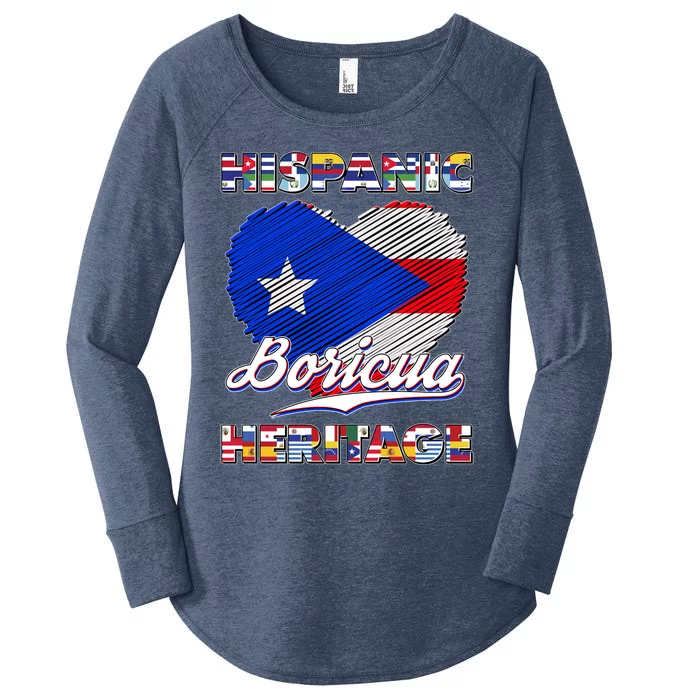 Hispanic Heritage Month Boricua Puerto Rico Flag Women's Perfect Tri Tunic Long Sleeve Shirt