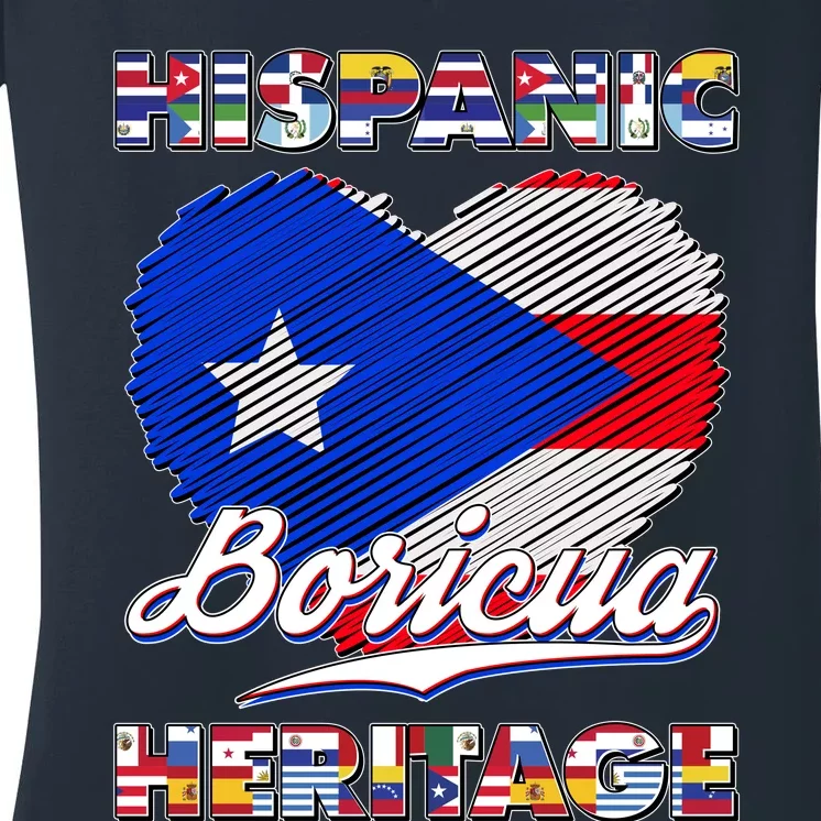 Hispanic Heritage Month Boricua Puerto Rico Flag Women's V-Neck T-Shirt