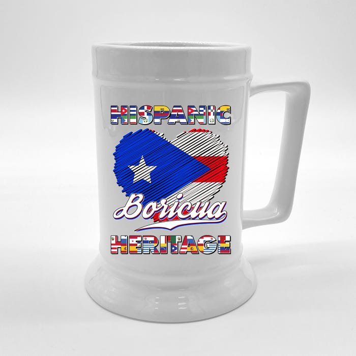 Hispanic Heritage Month Boricua Puerto Rico Flag Front & Back Beer Stein