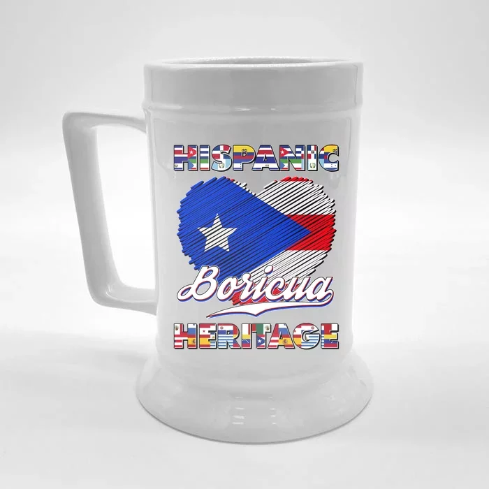 Hispanic Heritage Month Boricua Puerto Rico Flag Front & Back Beer Stein