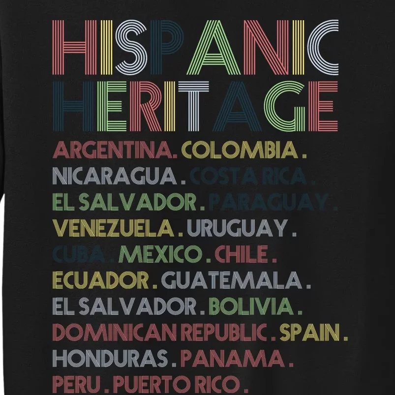 Hispanic Heritage Month Latino Countries Names Retro Vintage Sweatshirt