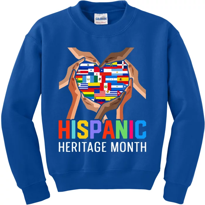 Hispanic Heritage Month All Countries Heart Hands Kids Sweatshirt