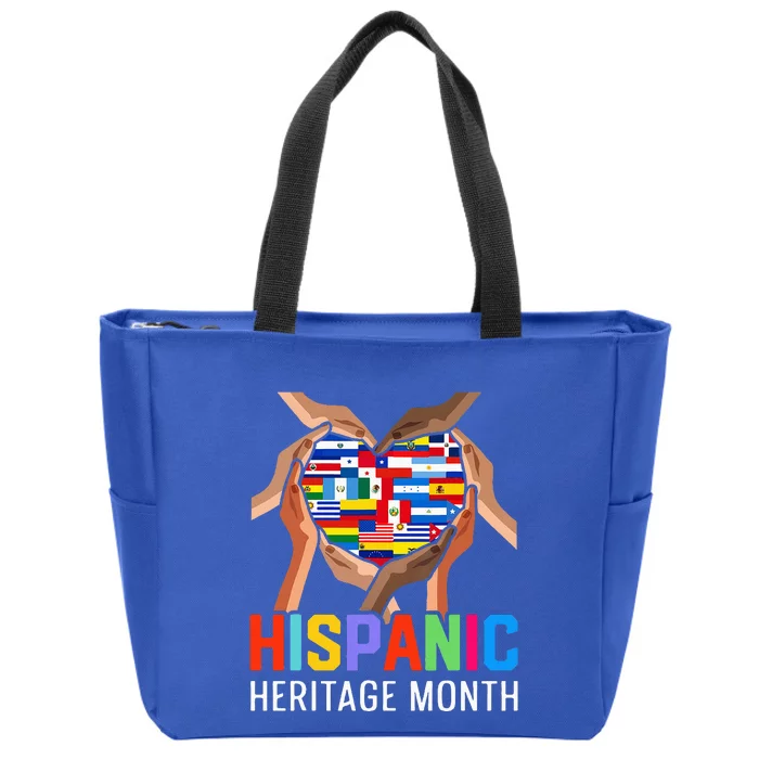 Hispanic Heritage Month All Countries Heart Hands Zip Tote Bag