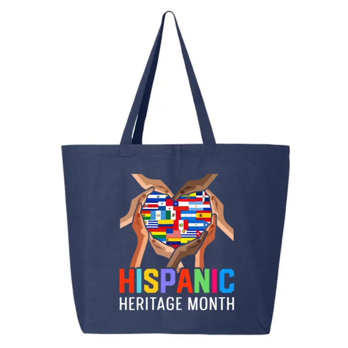 Hispanic Heritage Month All Countries Heart Hands 25L Jumbo Tote