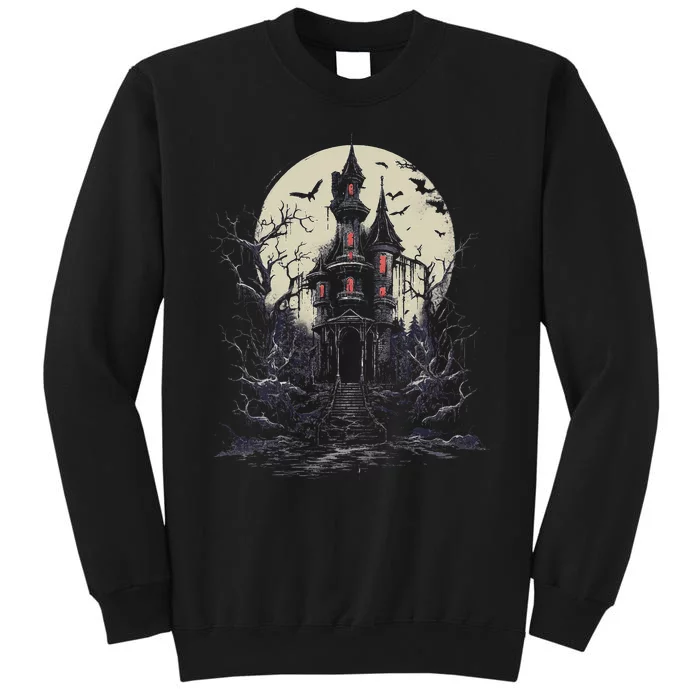 Haunted House Mansion Moon Halloween Decor Sweatshirt