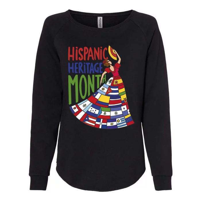 Hispanic Heritage Month Lady Flag Womens California Wash Sweatshirt