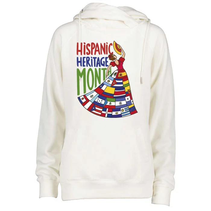 Hispanic Heritage Month Lady Flag Womens Funnel Neck Pullover Hood