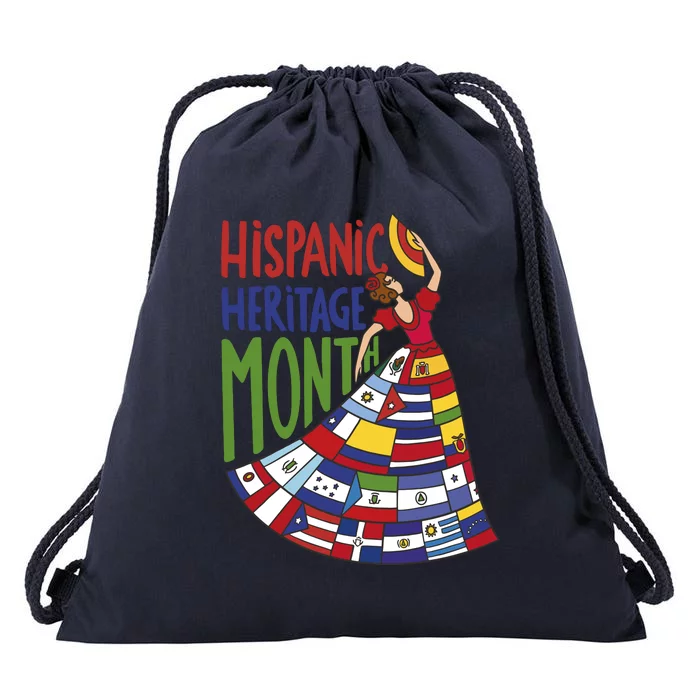 Hispanic Heritage Month Lady Flag Drawstring Bag