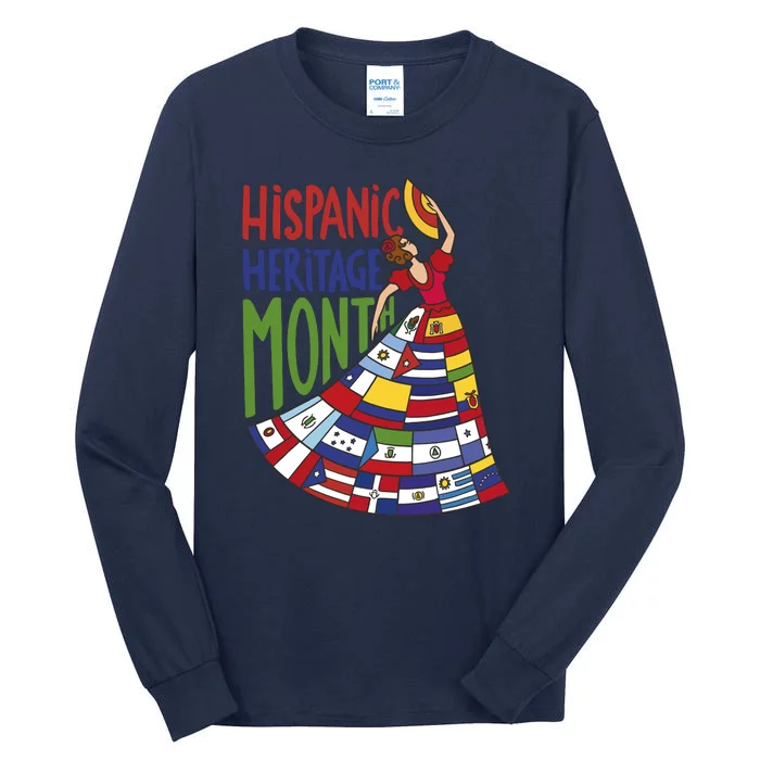 Hispanic Heritage Month Lady Flag Tall Long Sleeve T-Shirt