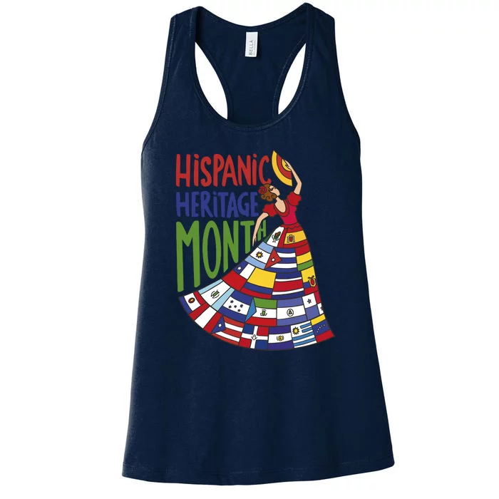 Hispanic Heritage Month Lady Flag Women's Racerback Tank