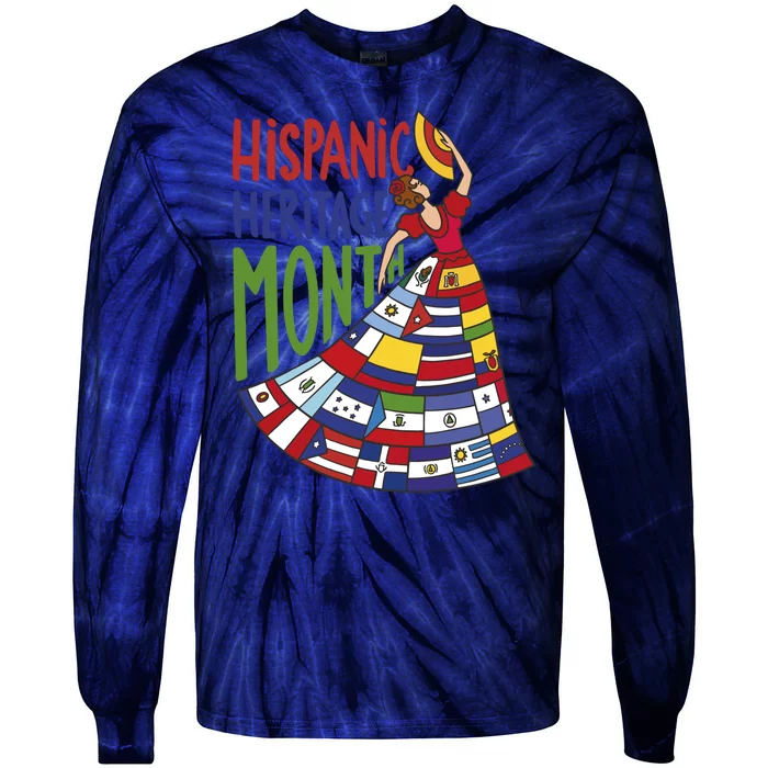 Hispanic Heritage Month Lady Flag Tie-Dye Long Sleeve Shirt