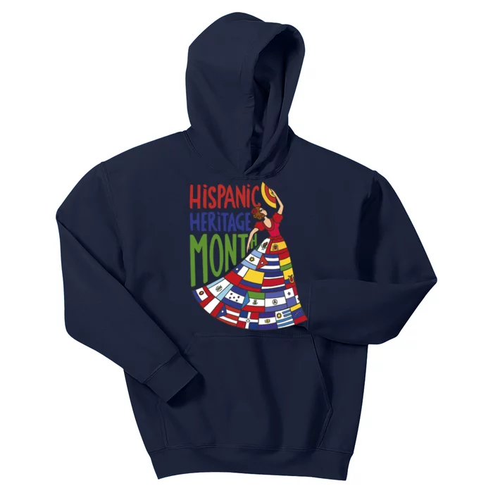 Hispanic Heritage Month Lady Flag Kids Hoodie