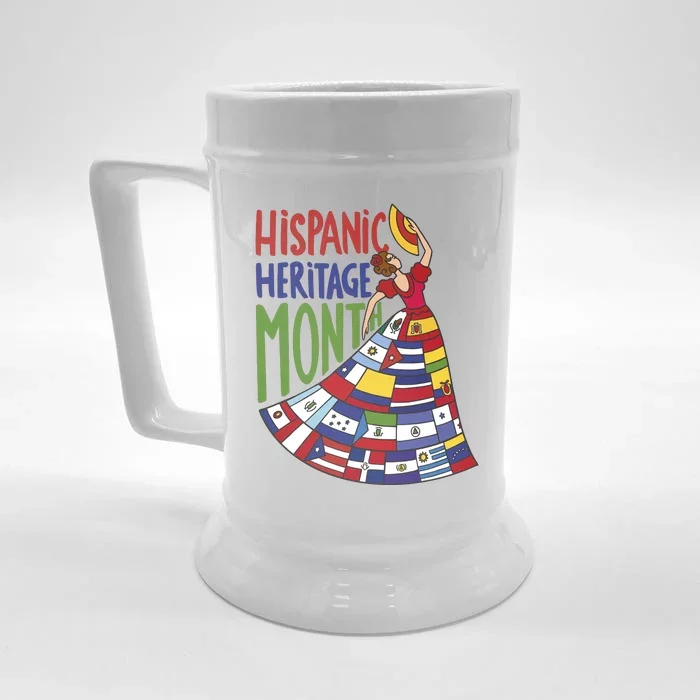 Hispanic Heritage Month Lady Flag Front & Back Beer Stein