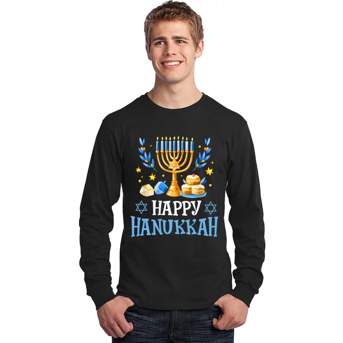 Happy Hanukkah Menorah Chanukah Jewish Long Sleeve Shirt