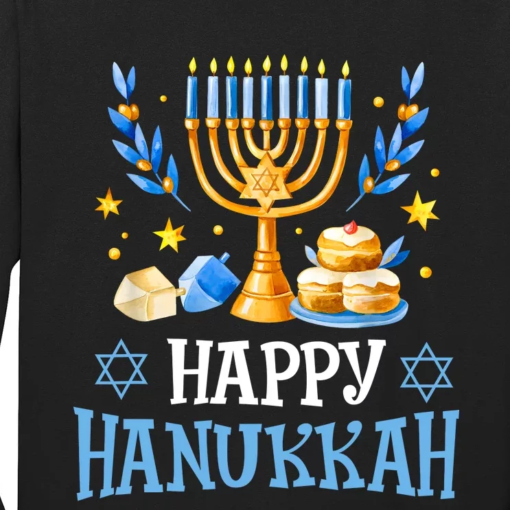 Happy Hanukkah Menorah Chanukah Jewish Long Sleeve Shirt