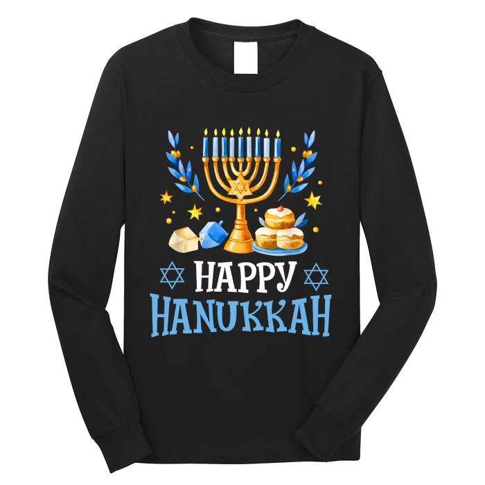 Happy Hanukkah Menorah Chanukah Jewish Long Sleeve Shirt