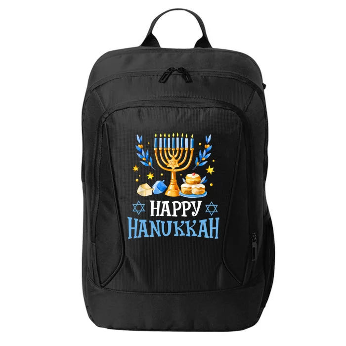 Happy Hanukkah Menorah Chanukah Jewish City Backpack