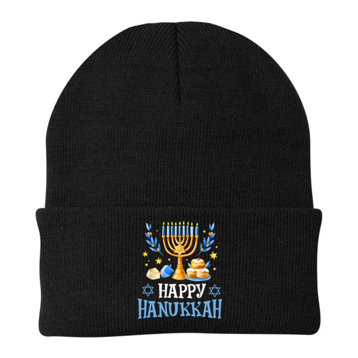 Happy Hanukkah Menorah Chanukah Jewish Knit Cap Winter Beanie