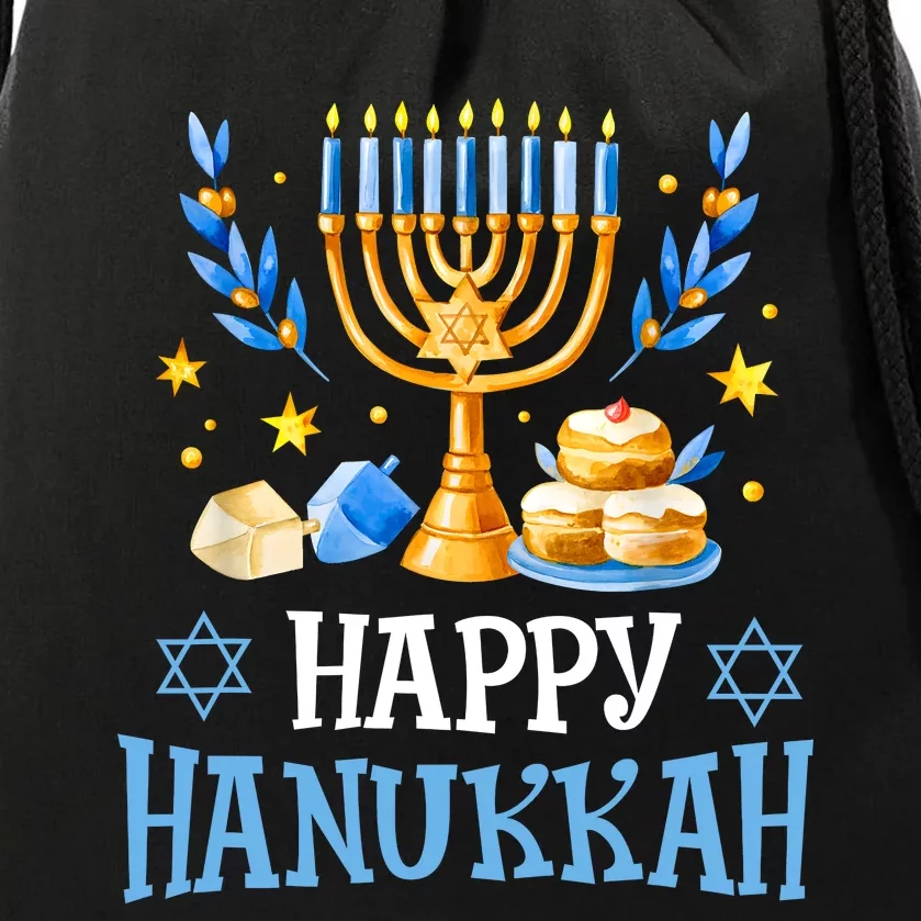 Happy Hanukkah Menorah Chanukah Jewish Drawstring Bag