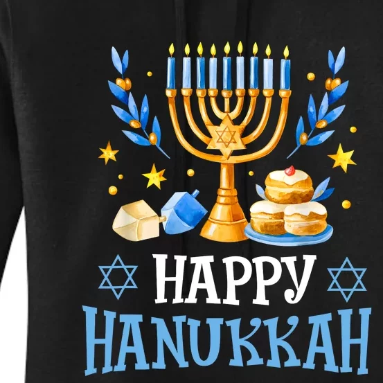 Happy Hanukkah Menorah Chanukah Jewish Women's Pullover Hoodie