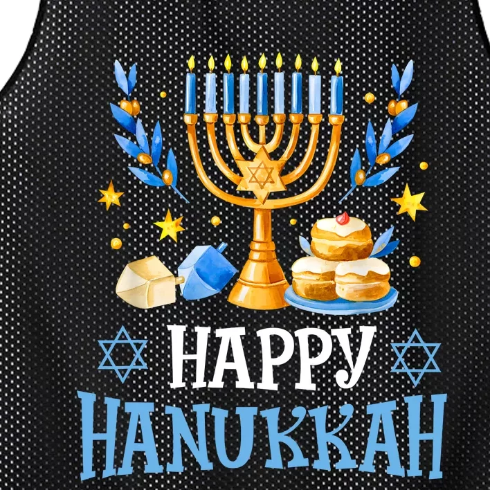 Happy Hanukkah Menorah Chanukah Jewish Mesh Reversible Basketball Jersey Tank