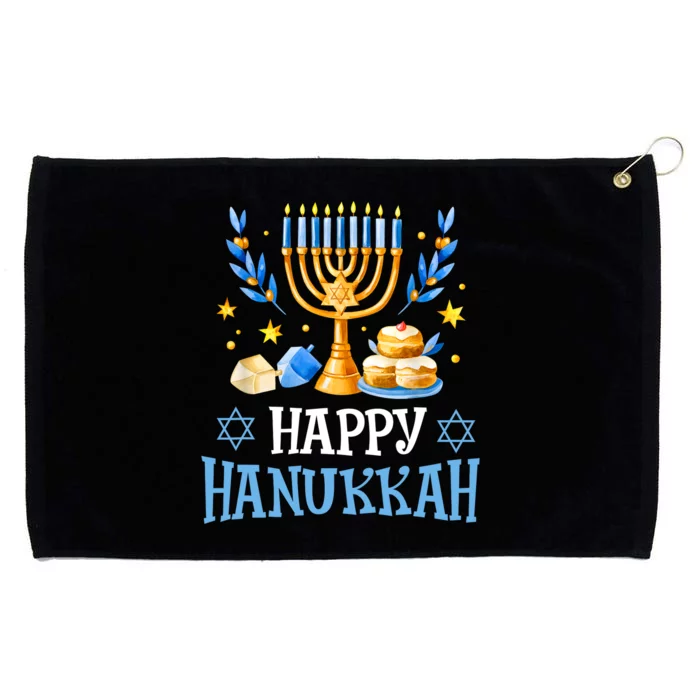 Happy Hanukkah Menorah Chanukah Jewish Grommeted Golf Towel